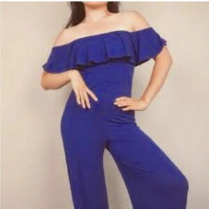 Mikey & Joey NWT Blue ruffle jumpsuit